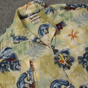 Vintage Walt Disney‎ World Shirt Mens Small Blue Rayon Hawaiian Mickey Mouse 90s